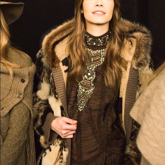 Ralph Lauren Collection Brown Sleeveless Knit Fringe Drape Top - Picture 10 of 16